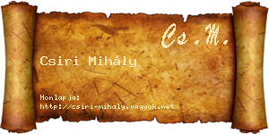 Csiri Mihály névjegykártya